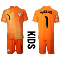England Jordan Pickford #1 Målvakt Bortadräkt Barn VM 2022 Kortärmad (+ Korta byxor)
